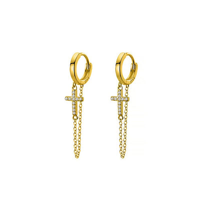 Boucle-d-Oreille-Chaine-Croix-Or