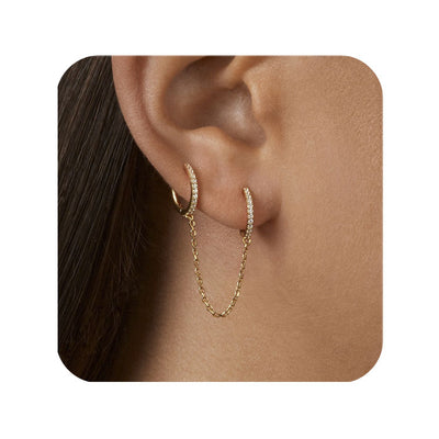 Boucle-d_oreille-double-piercing-chaine-pendante