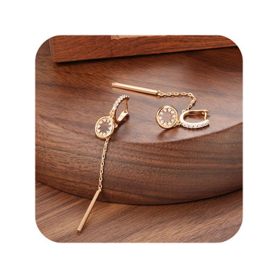 Boucles D'oreilles Pendantes Circulaires - Chaîne Géométrique Dorée - Style Bohème Pour Femmes - Bijou Tendance - 10